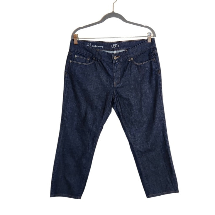 LOFT Womens Dark Wash Modern Crop Jeans Size 10