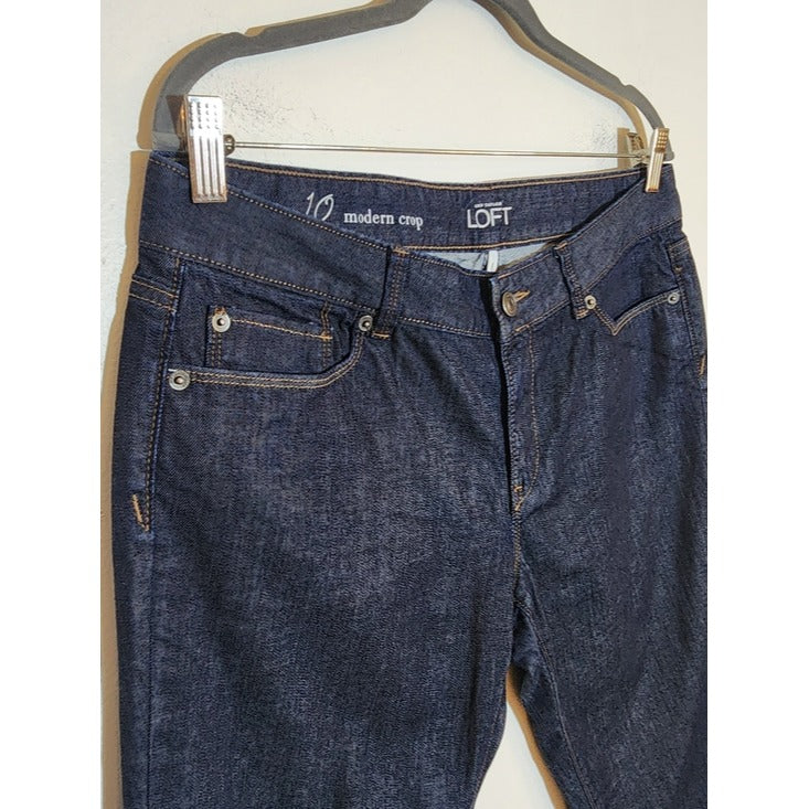 LOFT Womens Dark Wash Modern Crop Jeans Size 10