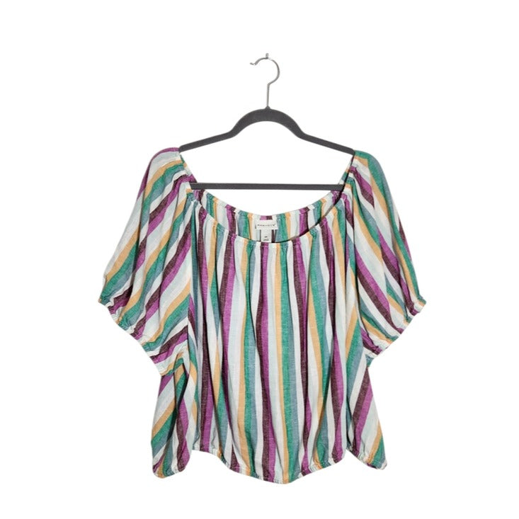 Ava & Viv Multicolor Stripe Linen Blend Crop Top Size 3X NWT
