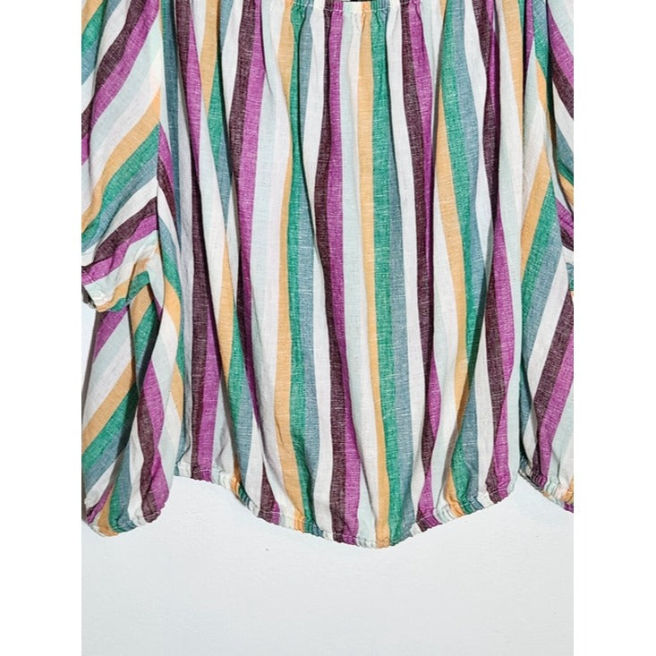 Ava & Viv Multicolor Stripe Linen Blend Crop Top Size 3X NWT
