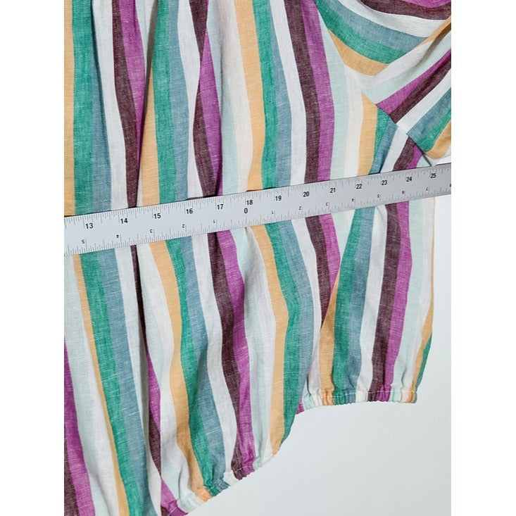 Ava & Viv Multicolor Stripe Linen Blend Crop Top Size 3X NWT