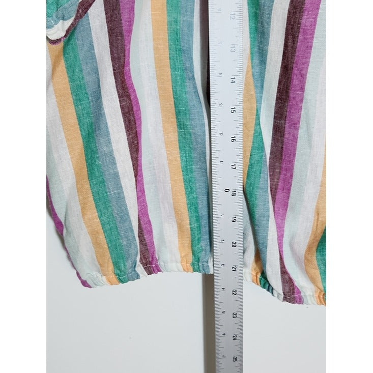 Ava & Viv Multicolor Stripe Linen Blend Crop Top Size 3X NWT