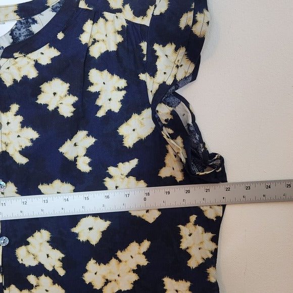 Time and Tru Navy Floral Print Babydoll Mini Dress Size Large NWT