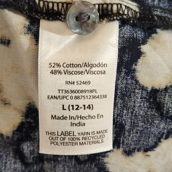 Time and Tru Navy Floral Print Babydoll Mini Dress Size Large NWT