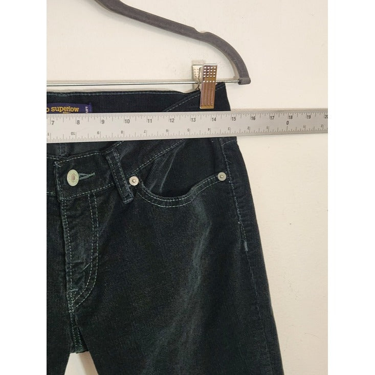 Levi's Superlow Slim Fit Dark Green Corduroy Pants Size 29 x 30