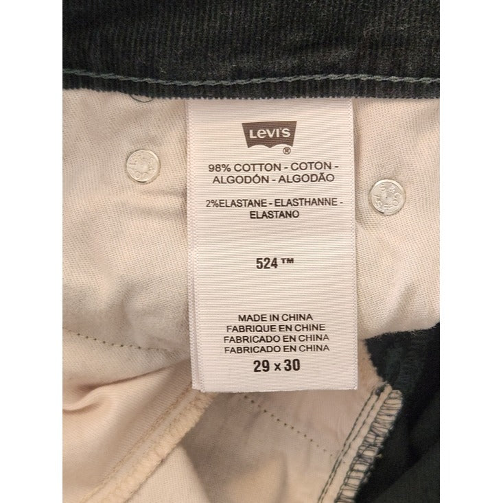 Levi's Superlow Slim Fit Dark Green Corduroy Pants Size 29 x 30