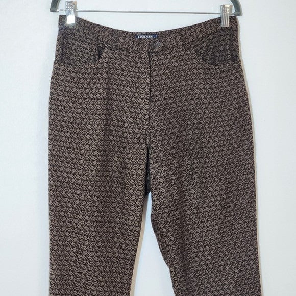 Harold's Brown Print Straight Leg Cropped Pants Size 10 Preppy Brown Print Pants