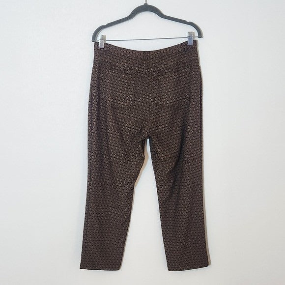 Harold's Brown Print Straight Leg Cropped Pants Size 10 Preppy Brown Print Pants