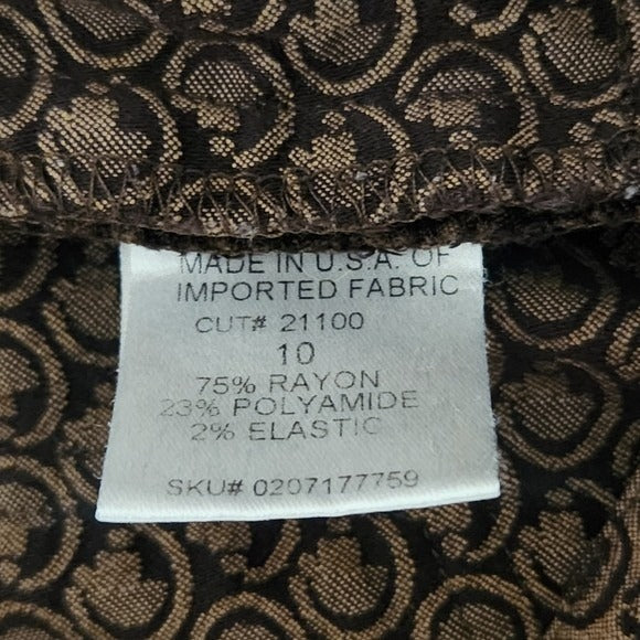 Harold's Brown Print Straight Leg Cropped Pants Size 10 Preppy Brown Print Pants