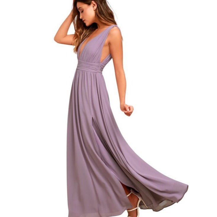 Lulus Low Cut Light Purple Formal Maxi Dress Size XS NWT Wedding Guest Prom
