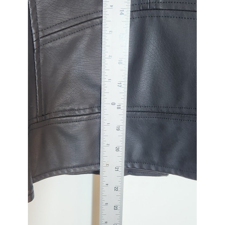 Celebrity Pink Black Faux Leather Moto Jacket Size Medium