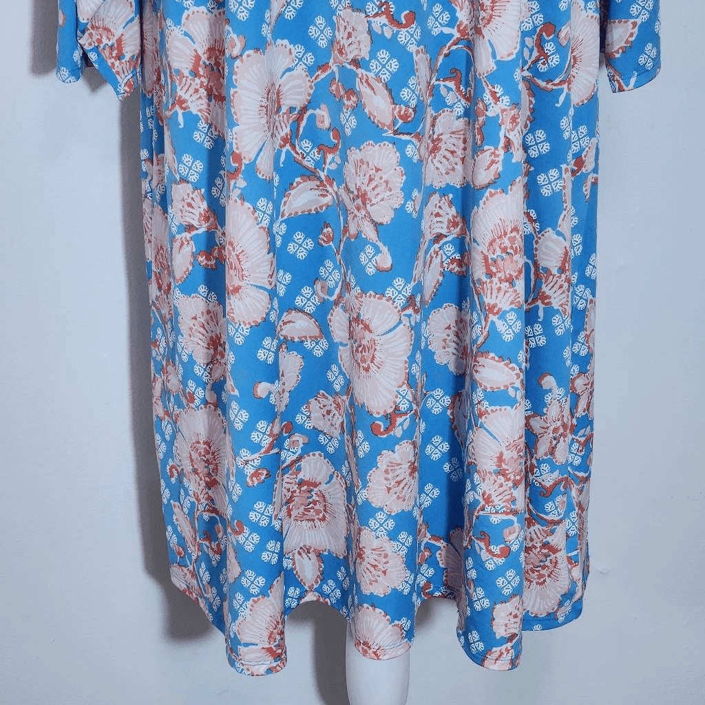 Ruby Rd. Blue Floral Print Knee-Length Shift Dress Size 2X Summer Floral Dress