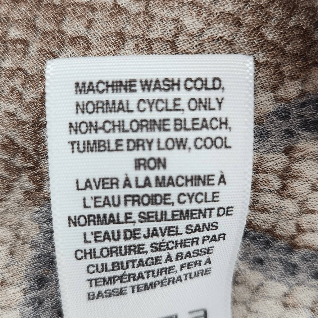 Lucky Brand Gray and Brown Snakeskin Print Top with Drawstring Hem Size Medium