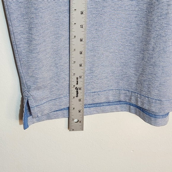 Johnnie-O Blue and White Striped Polo Shirt with Young Life Logo Size XXL