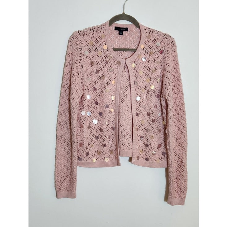 Ann Taylor Light Pink Sequin Twinset Size Large Petite NWT