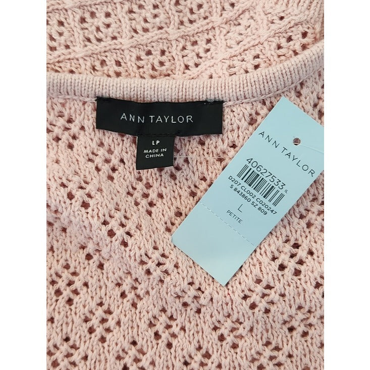 Ann Taylor Light Pink Sequin Twinset Size Large Petite NWT