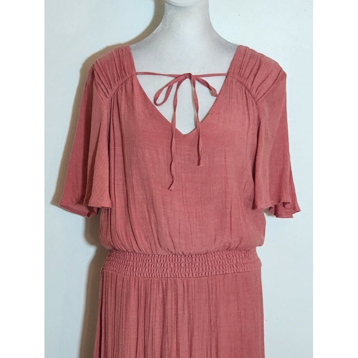 Luxology Dusty Pink Tiered Maxi Dress Size Large Wedding Guest Dress