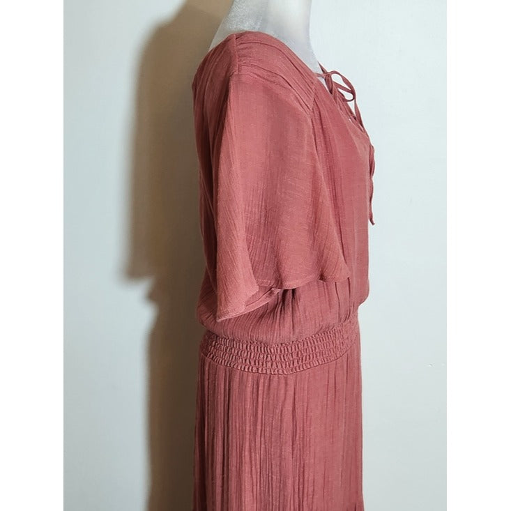 Luxology Dusty Pink Tiered Maxi Dress Size Large Wedding Guest Dress