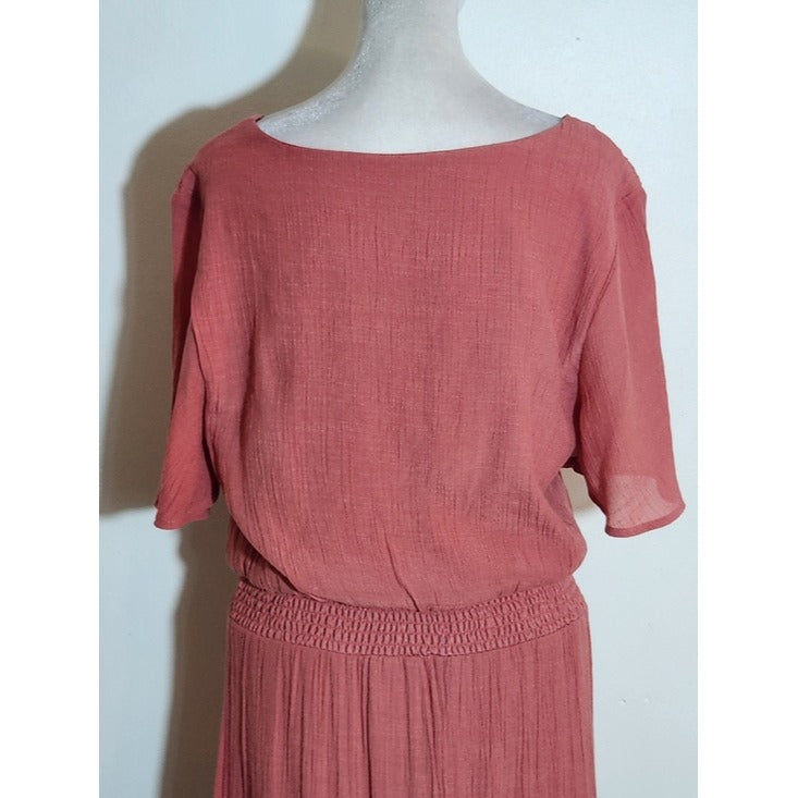 Luxology Dusty Pink Tiered Maxi Dress Size Large Wedding Guest Dress