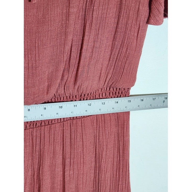 Luxology Dusty Pink Tiered Maxi Dress Size Large Wedding Guest Dress