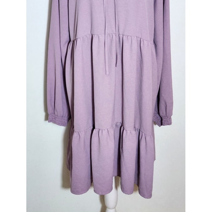 Shein Purple Tiered Long-Sleeve Smocked Neck Dress Size XL