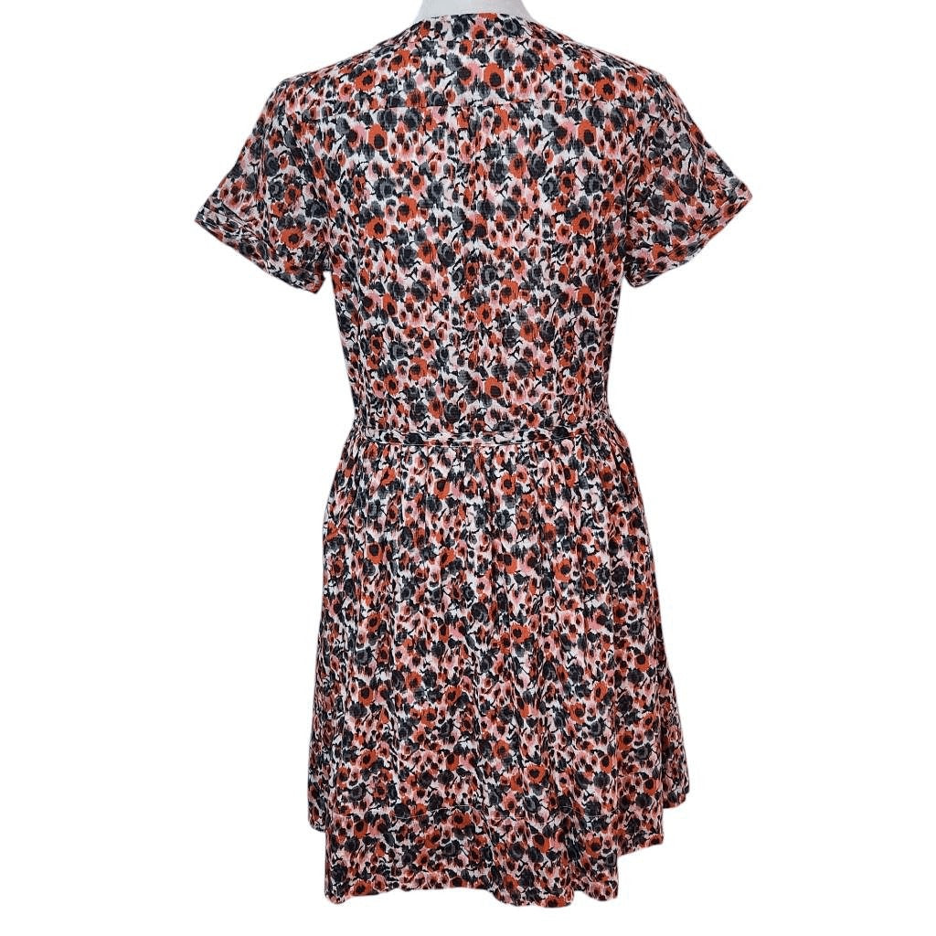 Gap Gray and Pink Floral Cotton Shirt Dress NWT Size O Petite Mini Shirt Dress
