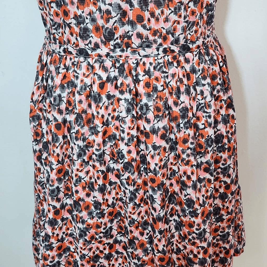 Gap Gray and Pink Floral Cotton Shirt Dress NWT Size O Petite Mini Shirt Dress