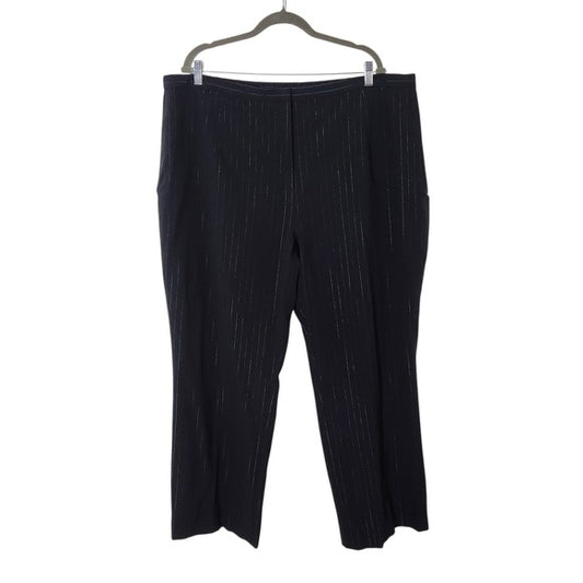Terry Lewis Black Dress Pants with Metallic Blue Stripe Size 24