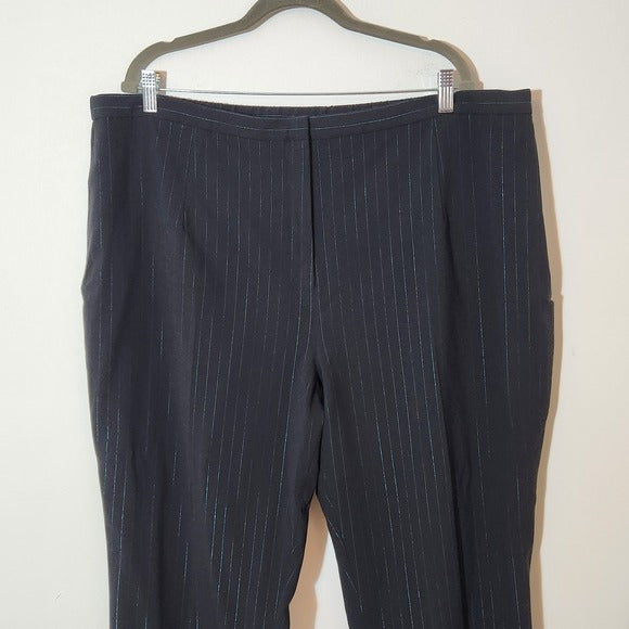 Terry Lewis Black Dress Pants with Metallic Blue Stripe Size 24