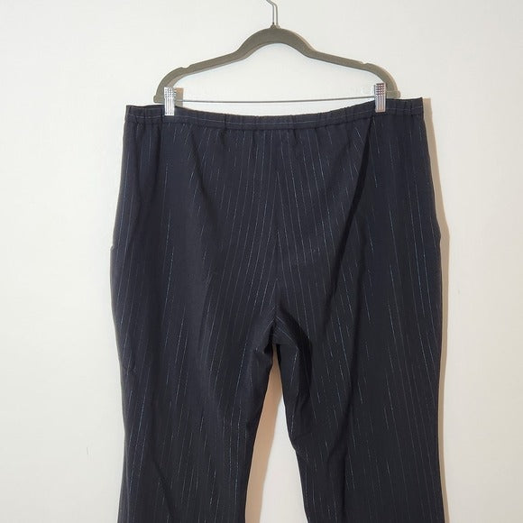 Terry Lewis Black Dress Pants with Metallic Blue Stripe Size 24