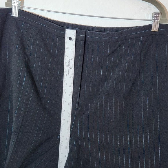 Terry Lewis Black Dress Pants with Metallic Blue Stripe Size 24