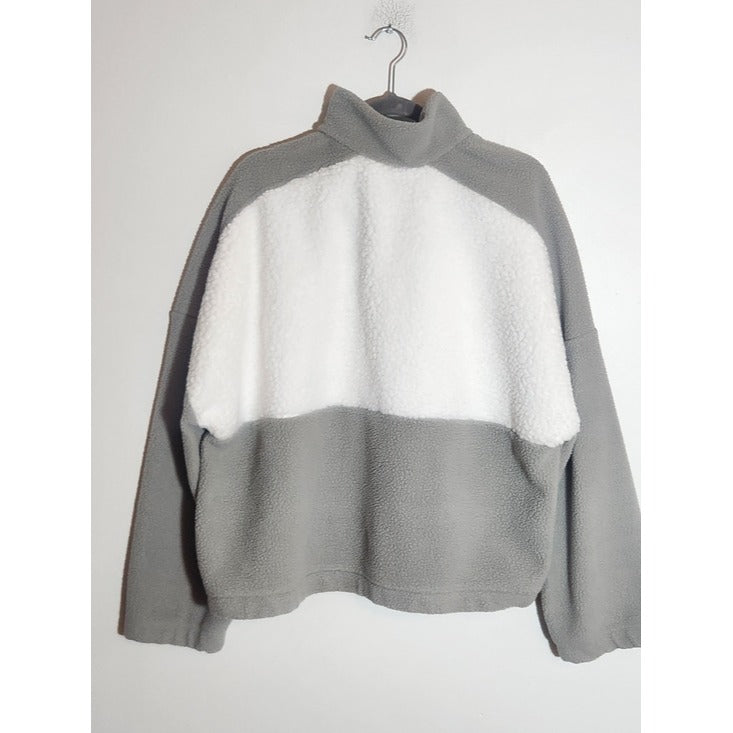 Columbia Gray and White Colorblock Fleece Pullover Size XXL