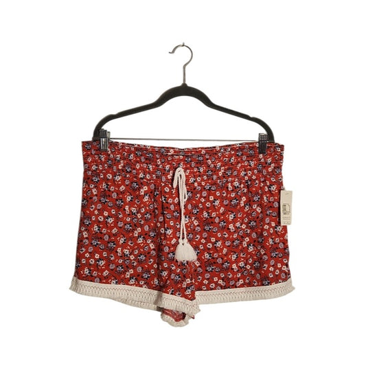 No Boundaries Red Floral Boho Shorts Size XL 15-17 NWT