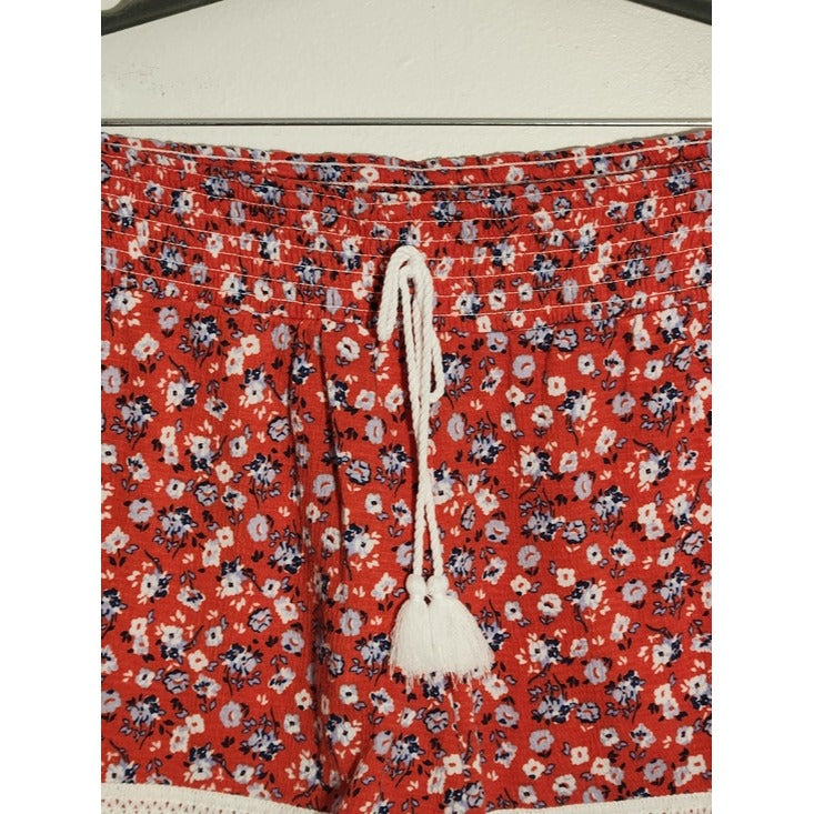 No Boundaries Red Floral Boho Shorts Size XL 15-17 NWT