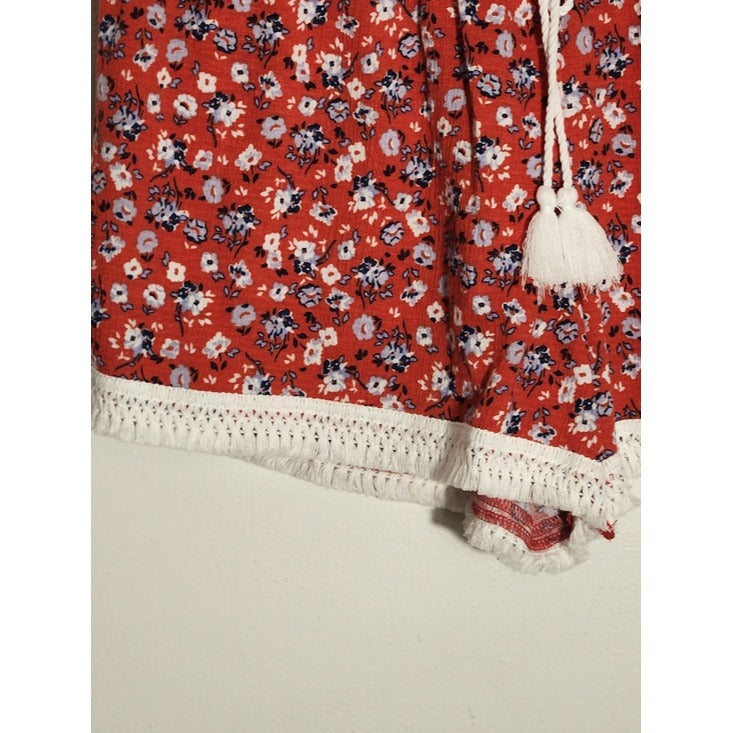 No Boundaries Red Floral Boho Shorts Size XL 15-17 NWT