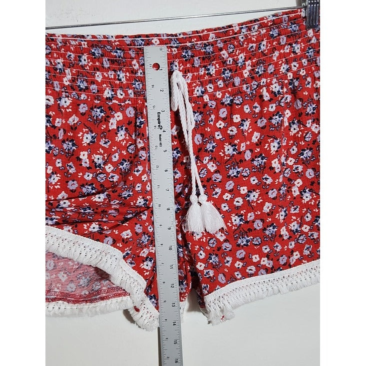 No Boundaries Red Floral Boho Shorts Size XL 15-17 NWT