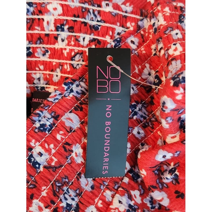 No Boundaries Red Floral Boho Shorts Size XL 15-17 NWT