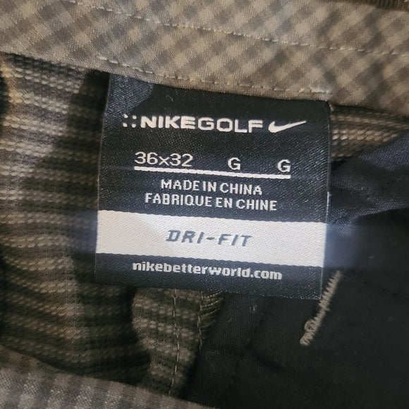 Nike Men's Classic Army Green Check Golf Pants Size 36 X 32 Nike Golf Pants