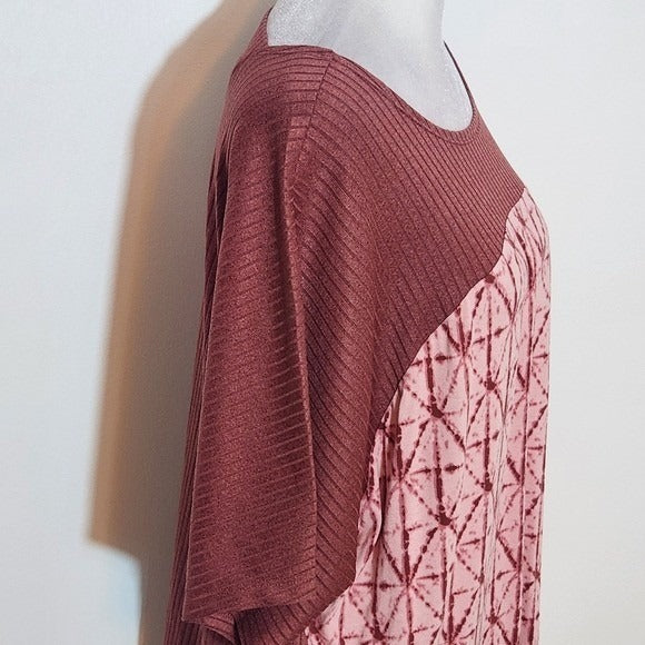Cato Pink Boho Short Sleeve Top Size 14/16W Cato Live Well Boho Print Top