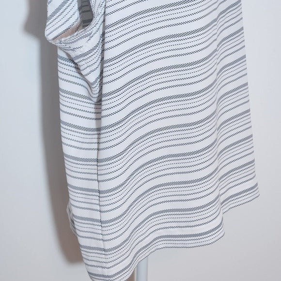 CABI White and Black Striped Cap Sleeve Blouse Size Large