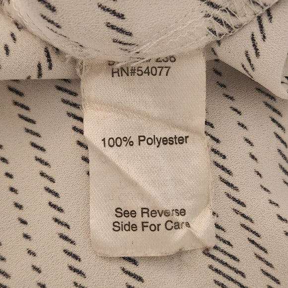 CABI White and Black Striped Cap Sleeve Blouse Size Large