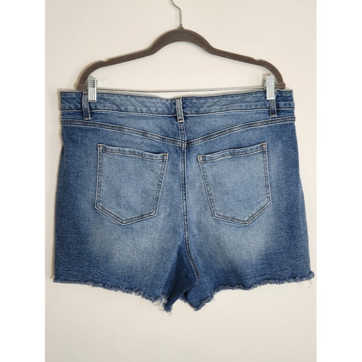 Lane Bryant Denim Shorts with Embroidered Floral Detail Size 16