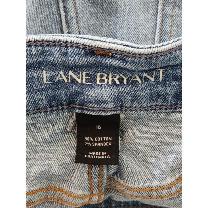 Lane Bryant Denim Shorts with Embroidered Floral Detail Size 16
