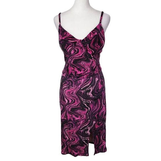 Derek Heart Purple Velvet Bodycon Dress Size Medium Pink and Black Party Dress