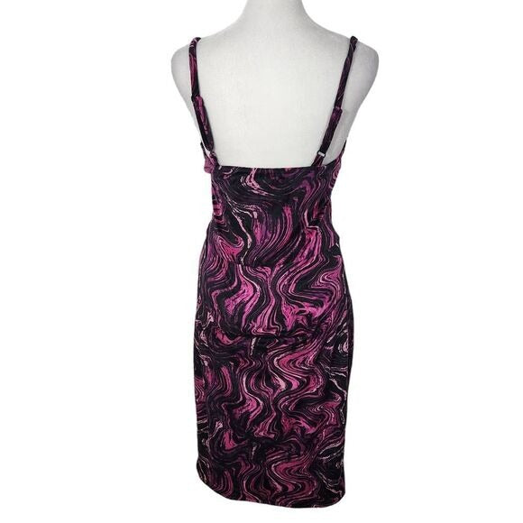 Derek Heart Purple Velvet Bodycon Dress Size Medium Pink and Black Party Dress