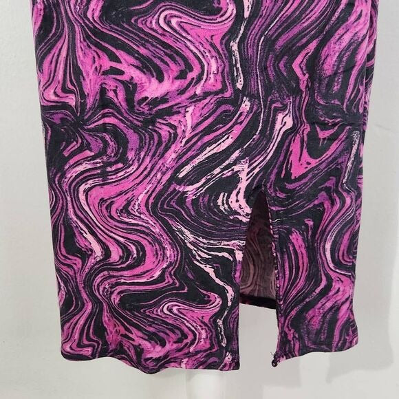 Derek Heart Purple Velvet Bodycon Dress Size Medium Pink and Black Party Dress
