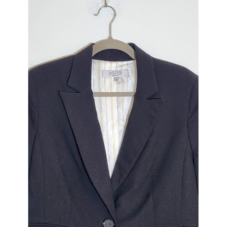 Kasper Womens Black Single-Button Blazer Size 12 NWT