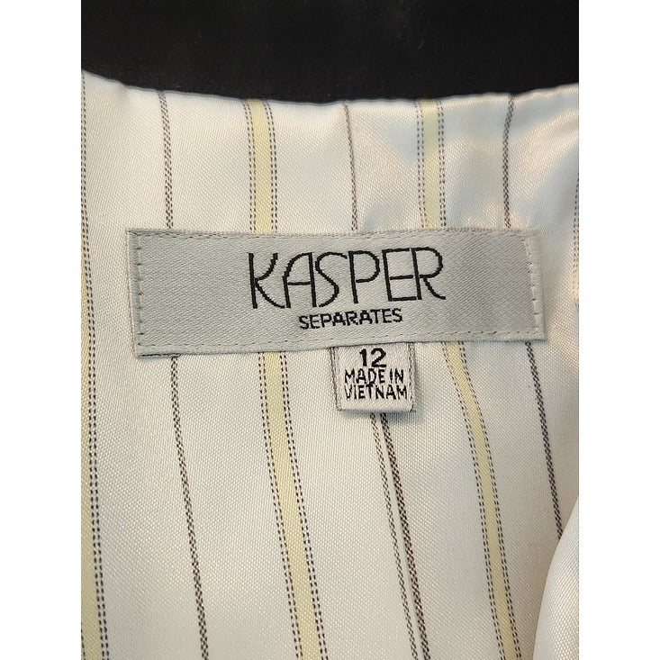 Kasper Womens Black Single-Button Blazer Size 12 NWT