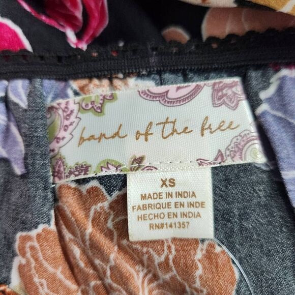 Band of the Free Black Floral Boho Midi Slip Skirt Size XS Black Boho Skirt, New