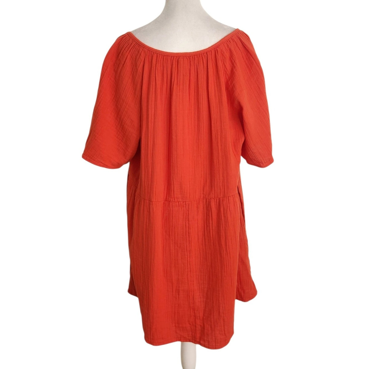 Old Navy Orange Cotton Gauze Relaxed Mini Dress with Pockets